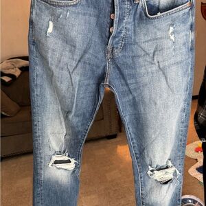 H&M Men's Light Blue Distressed Skinny Jeans